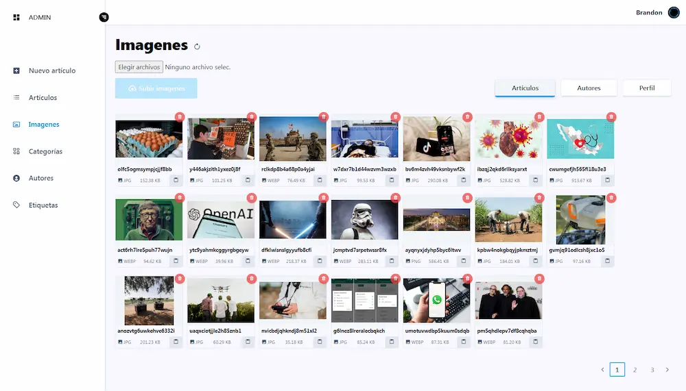 Administrar imágenes Administrar imágenes