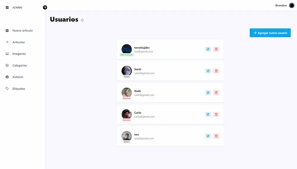 Administrar usuarios Administrar usuarios