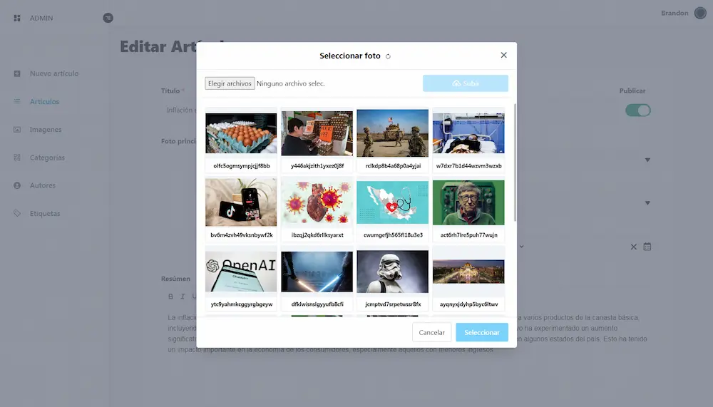 Añadir imágenes al artículo Añadir imágenes al artículo