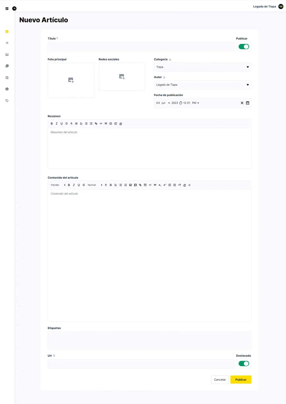 Publicar un nuevo articulo Publicar un nuevo articulo