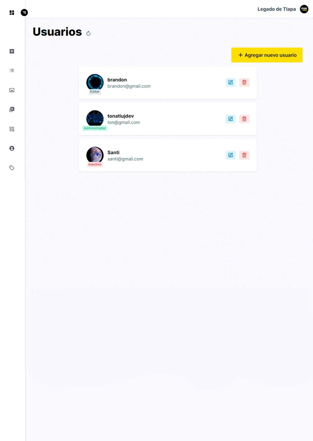 Administrar usuarios Administrar usuarios