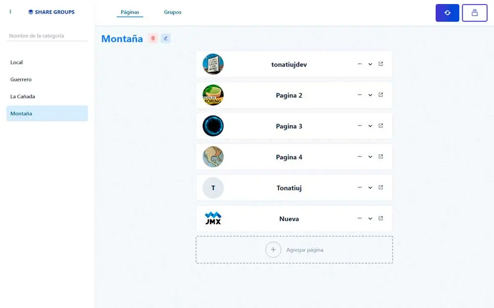 Administrar categorías Administrar categorías